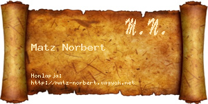 Matz Norbert névjegykártya